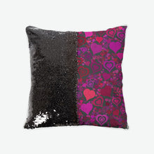 Load image into Gallery viewer, Sage's Hearts Sequin Reversible Pillow Case