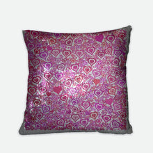 Load image into Gallery viewer, Pink Hearts Sequin Reversible Pillow Case