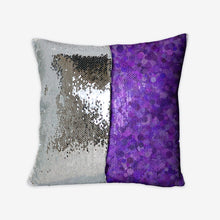 Load image into Gallery viewer, Violet Blossoms Sequin Reversible Pillow Case