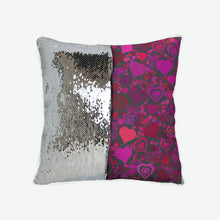 Load image into Gallery viewer, Sage's Hearts Sequin Reversible Pillow Case