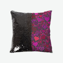Load image into Gallery viewer, Sage&#39;s Hearts Sequin Reversible Pillow Case
