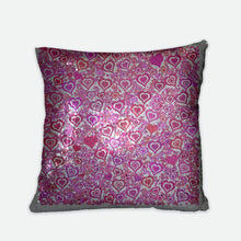 Load image into Gallery viewer, Pink Hearts Sequin Reversible Pillow Case
